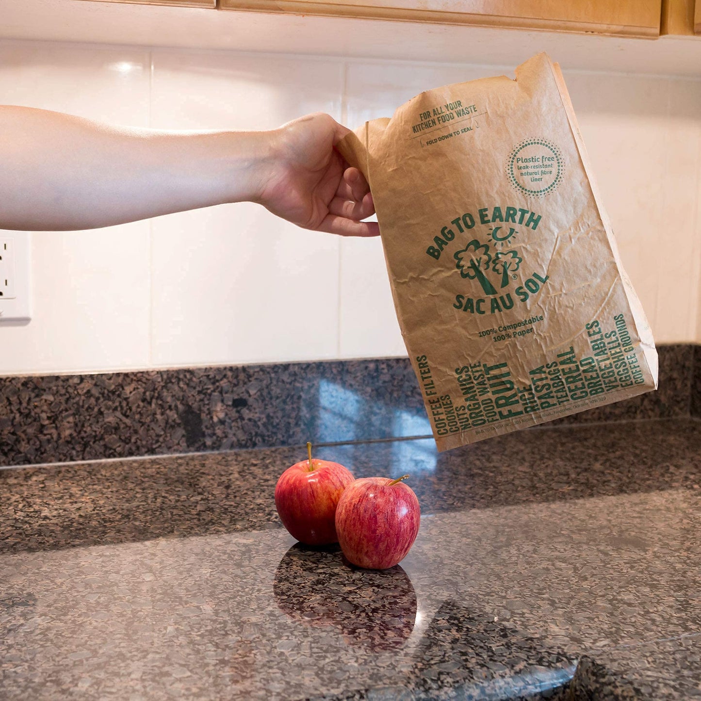 Bag to Earth -Kitchen Food Waste Bag, Set of 2 - Compostable, Leak-Resistant, 3.0 Gallons, 60 Count