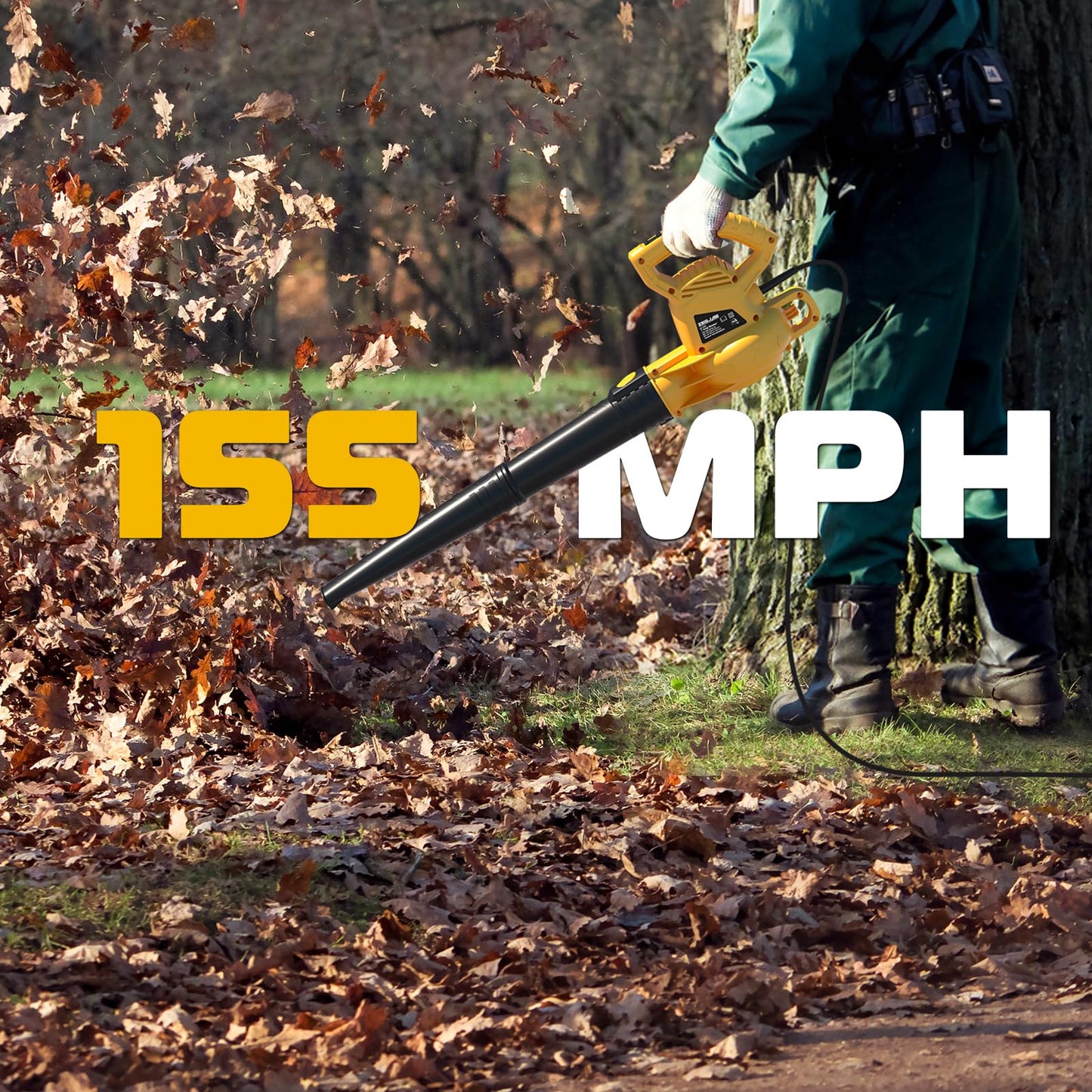 ZEGJAW Electric Leaf Blower Corded, 7-AMP Leaf Blowers, 155MPH/350CFM Small Handheld Lawn Blower Lightweight & Portable for Lawn Care