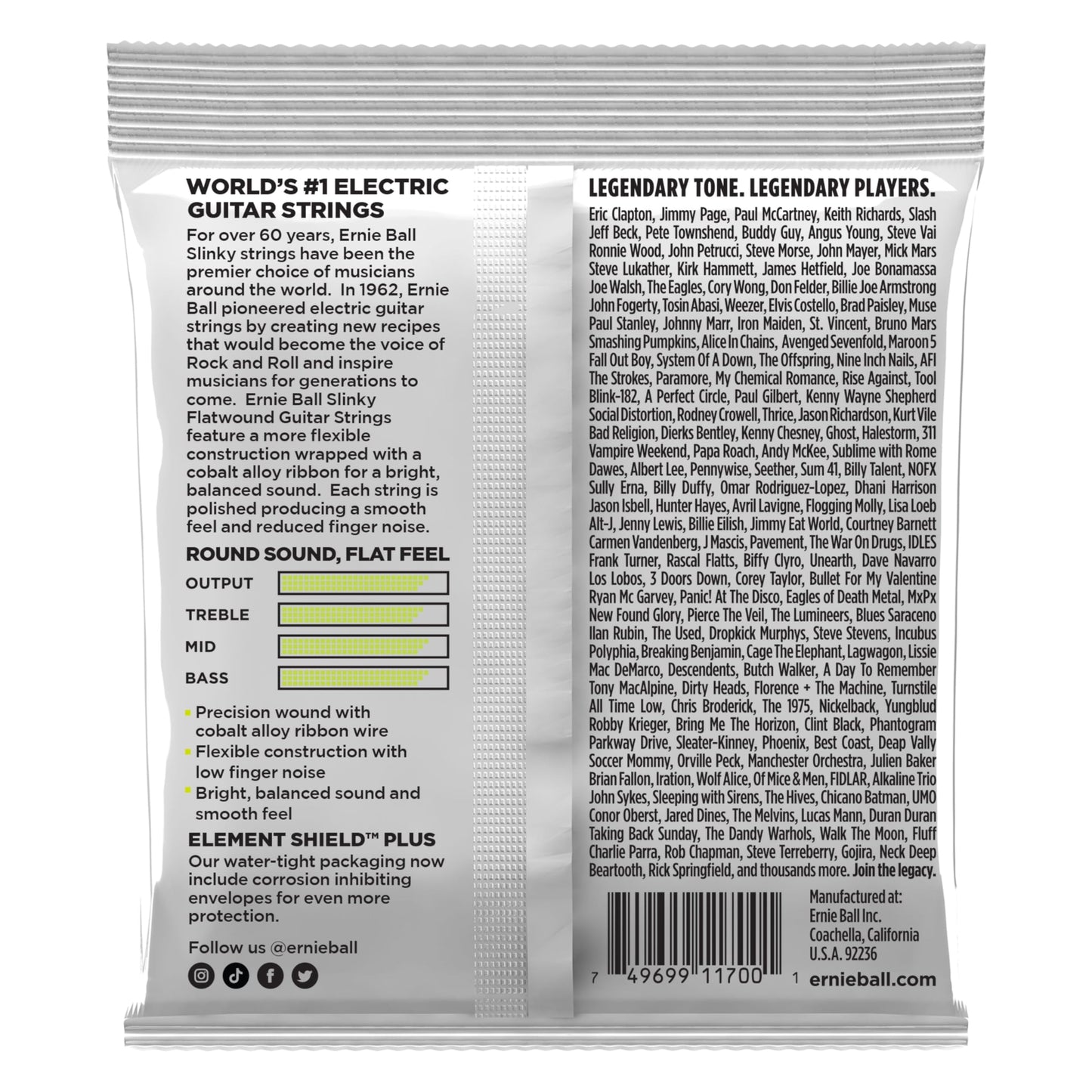 Ernie Ball Regular Slinky Flatwound Electric Guitar Strings 10-46 Gauge (P02591)