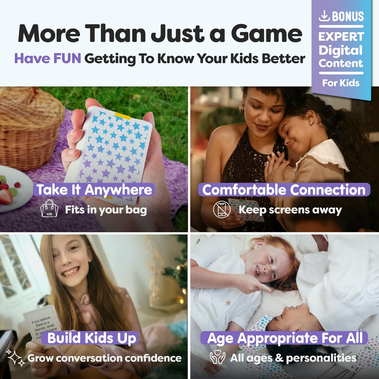 200 Kids Conversation Cards - Help Children Put Down Tablets and Phones - Enjoy Talking and Listening - Great for Car Rides and Family Dinners - New Way to Express Themselves