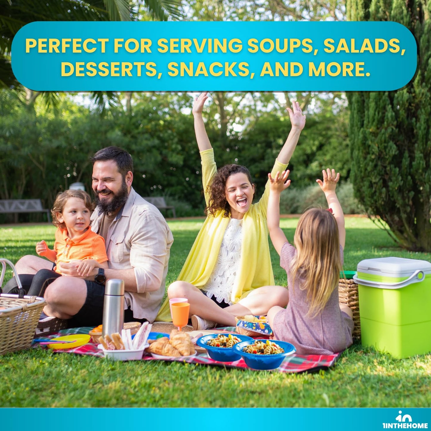 1InTheHome Blue Plastic Bowls 12 Oz, Disposable Party Bowls - Blue Soup Bowls (125 Pack)
