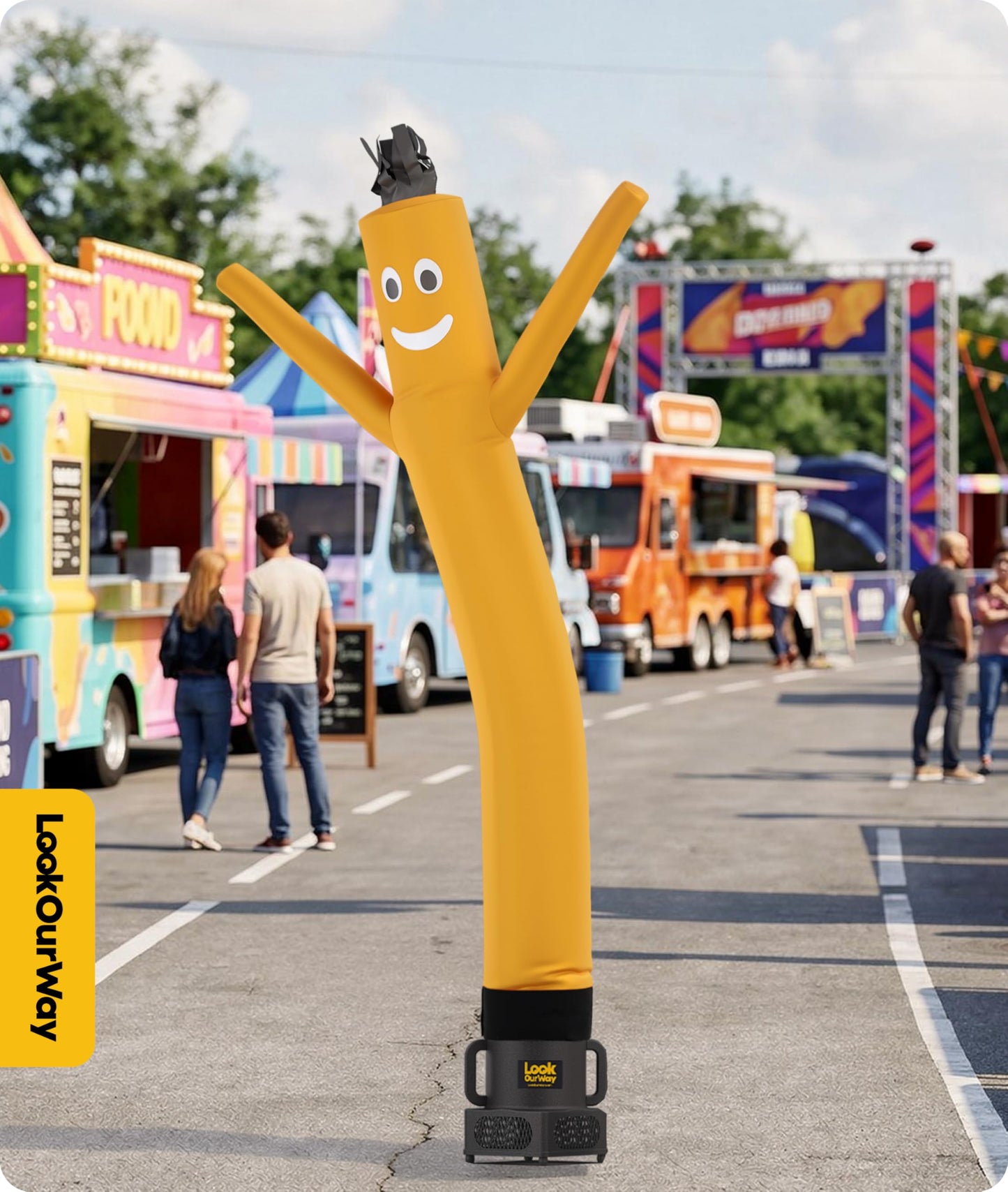 LookOurWay Air Dancers Wacky Waving Inflatable Tube Man Attachment - 7 Feet Tall Advertising Air Dancer Waving Man Inflatable Tube Guy - Blower Not Included - Yellow