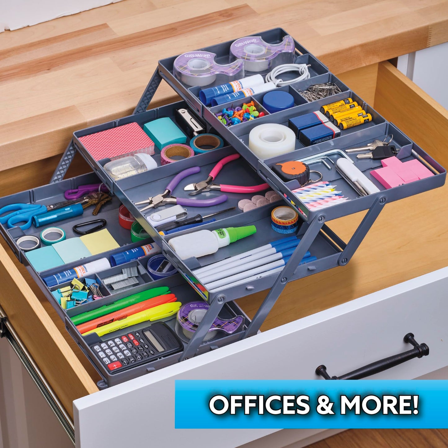 Ontel Smart Drawer Organizer, Multi-Level Jewelry and Cosmetics Storage, Black, 2.65 in