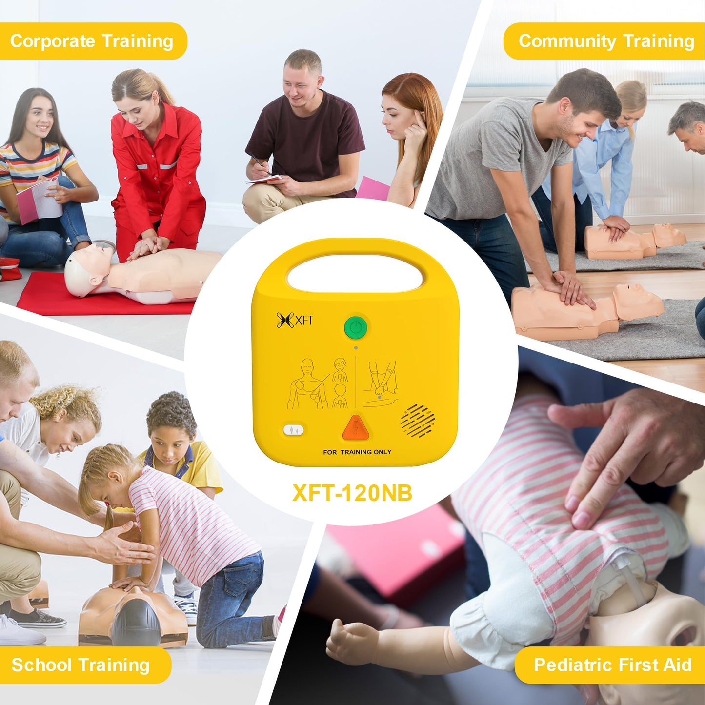 AED Trainer, XFT Portable AED Training Kit CPR Equipment Training Device Automatic External Defibrillator Simulator, for First Aid Trainee Beginner(XFT-120NB)