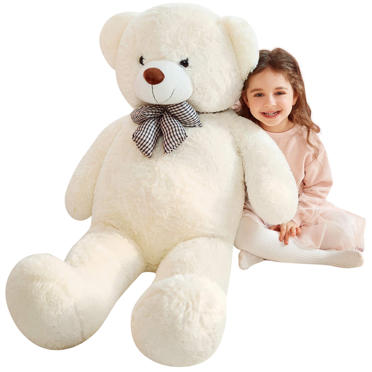 IKASA Giant Teddy Bear Stuffed Animal,Large Soft Toys Cute Plush Toy,Jumbo Big Oversized Fat Bears Animals Huge Life Size,Gifts for Kids Girls Boys Childrens (White, 47 inches)
