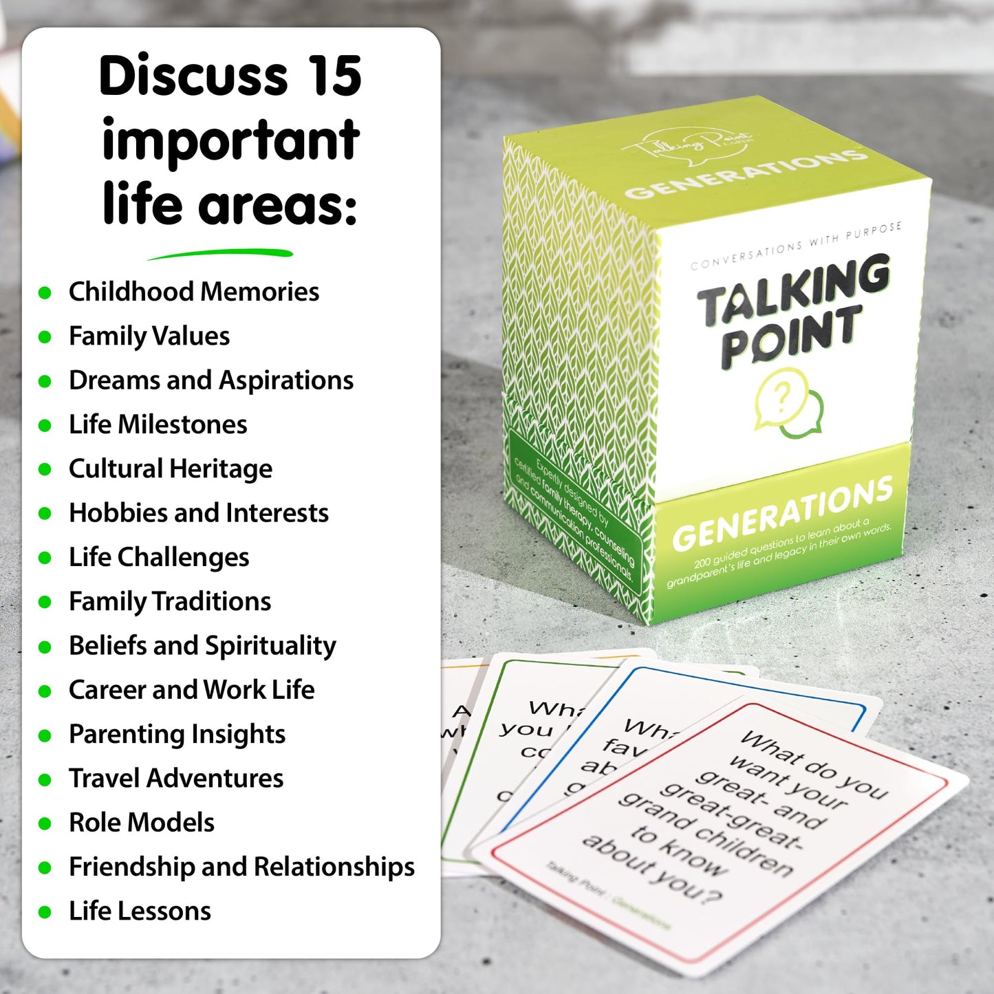 200 Intergenerational Conversation Cards - Get to Know Parents and Grandparents for Family Game Night with Curated Question Cards - Family Fun Games for Adults and Kids Too - Relatives Icebreaker