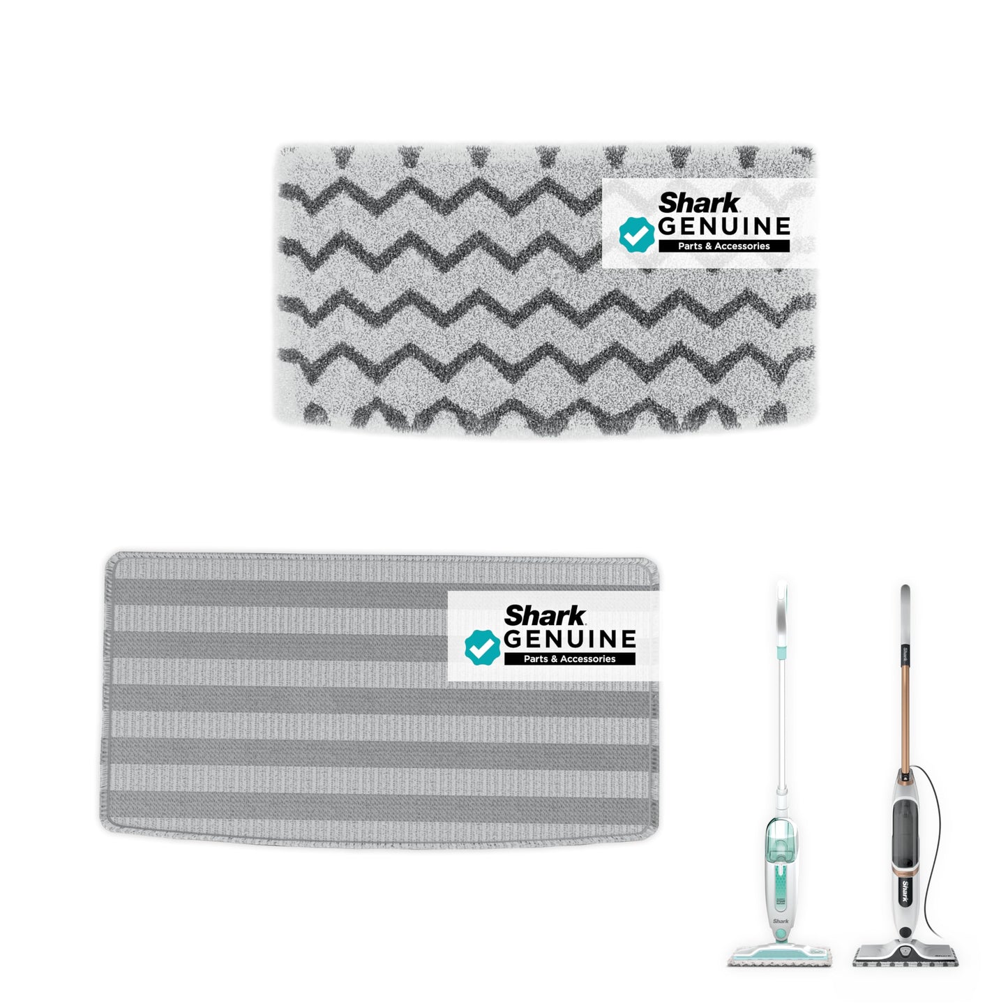 Shark Genuine Steam Mop Replacement Pads 2 Pack – Includes 1 Dirt Grip and 1 Scrub Pad, Machine Washable, Designed for Sealed Hard Floors, Compatible with Shark S1000 and S2000 Series ONLY,1153FCS2000