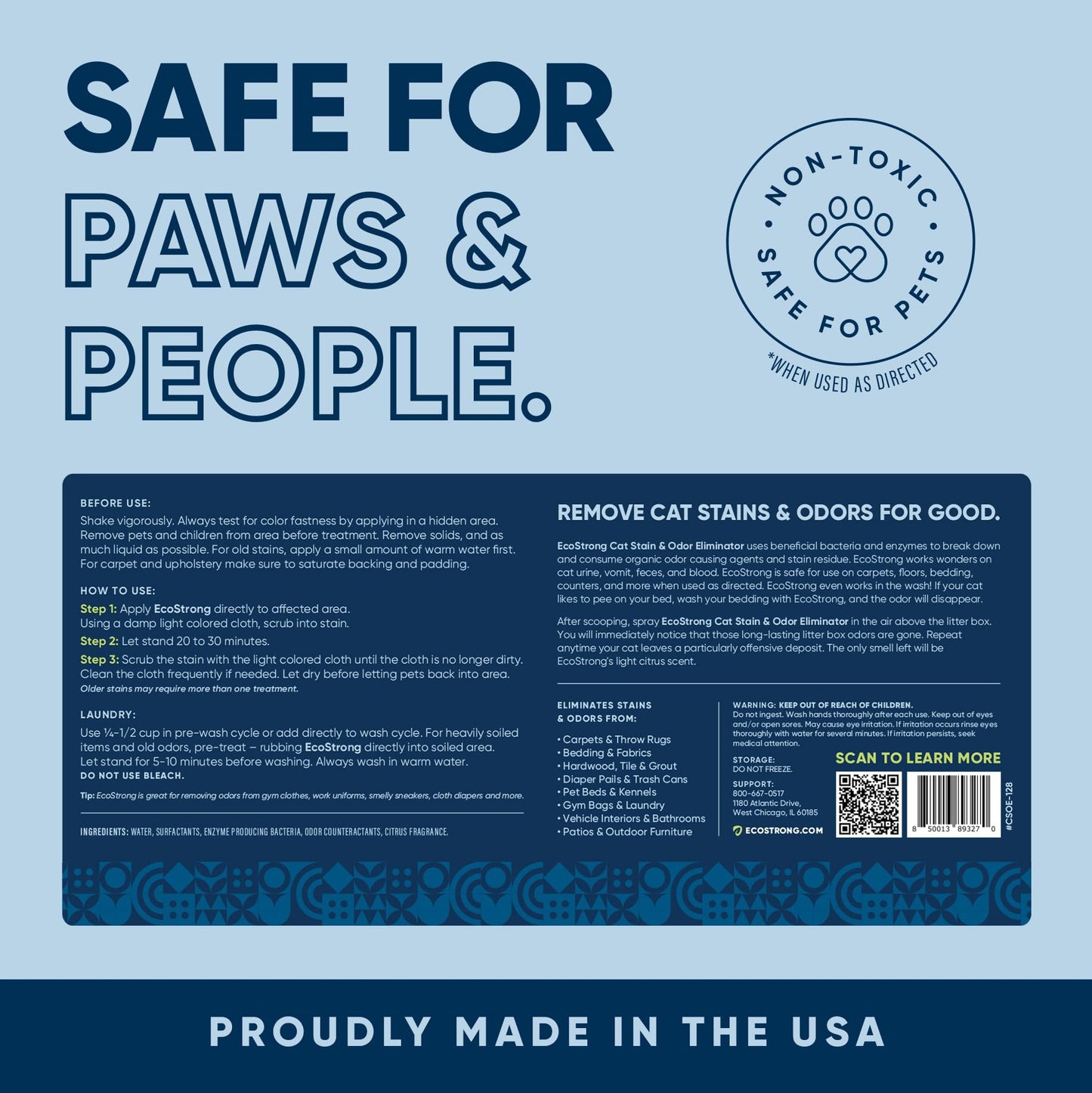 Cat Stain and Odor Remover| Enzyme Urine Odor Neutralizer - Stain Remover for Carpet, Litter Boxes, Bedding, and Laundry [160 Fl Oz Bundle]