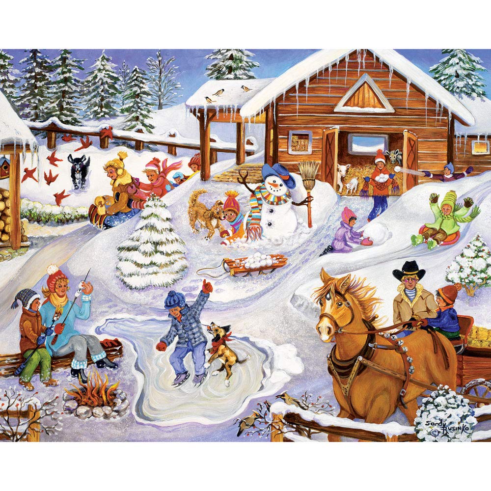 Bits and Pieces – 4-in-1 Multi-Pack - 1000 Piece Jigsaw Puzzles for Adults – 1000 pc Fun On The Farm Puzzle Set Bundle by Artist Sandy Rusinko - 20"x 27" (51cm x 69cm)