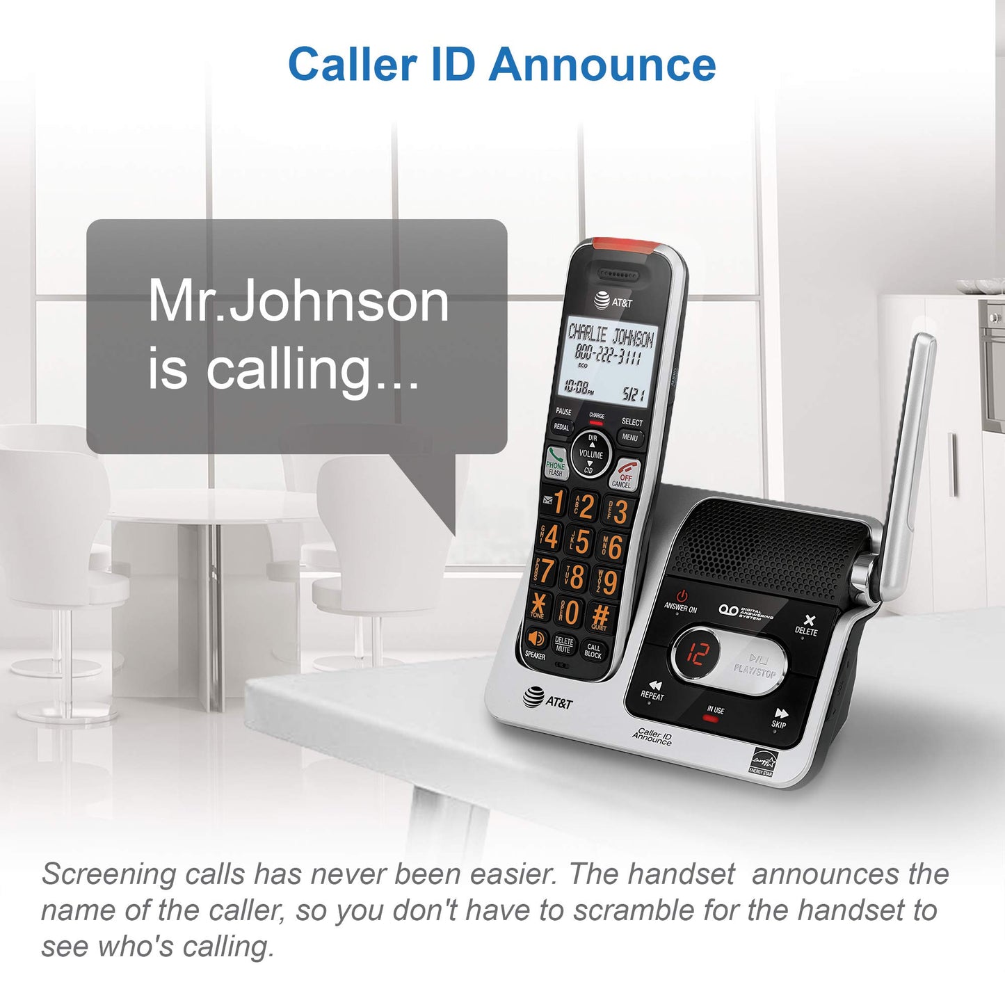 AT&T BL102 DECT 6.0 Cordless Phone for Home with Answering Machine, Call Blocking, Caller ID Announcer, Audio Assist, Intercom, and Unsurpassed Range, (Canadian Version)