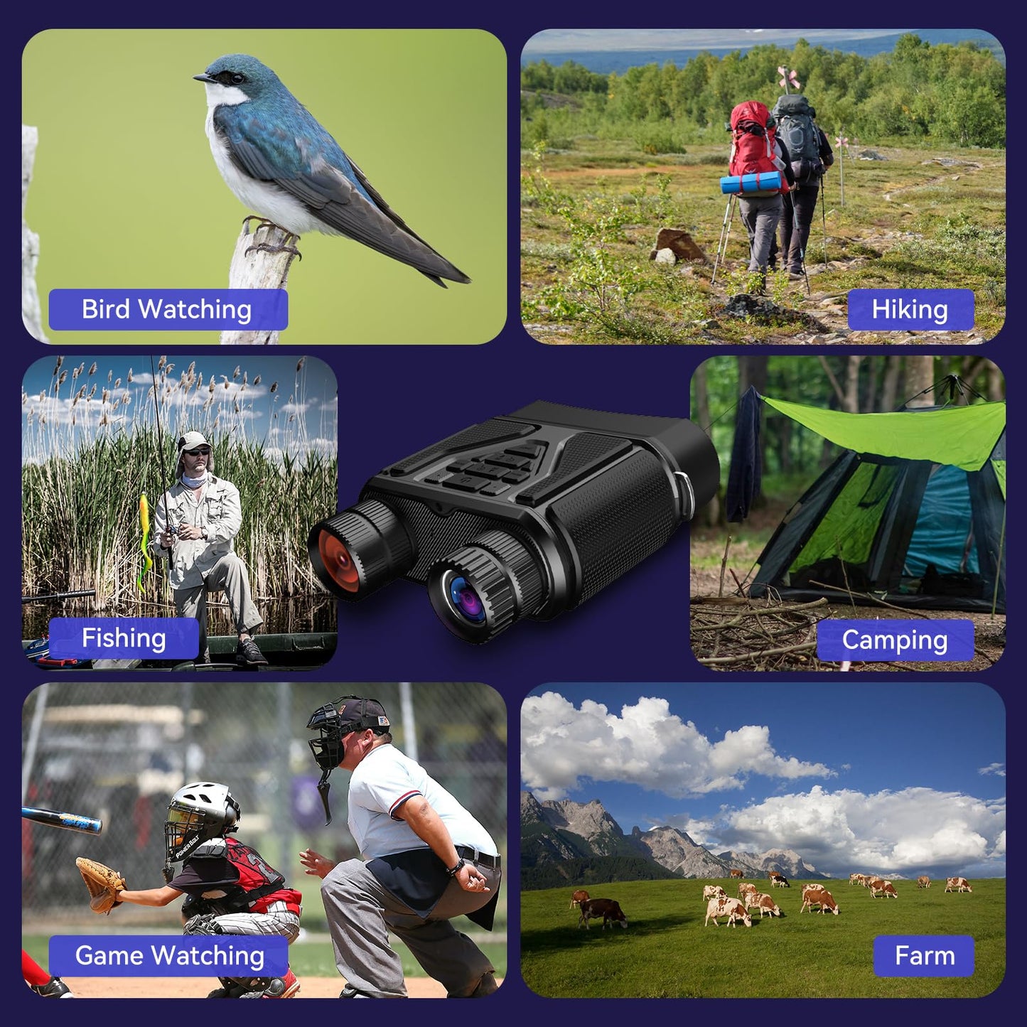 Night Vision Goggles Night Vision Binoculars with 5000mAh Rechargeable Battery, 32GB Card, 3" Screen for Camping Hunting & Security for Men Husband、Dad、Him