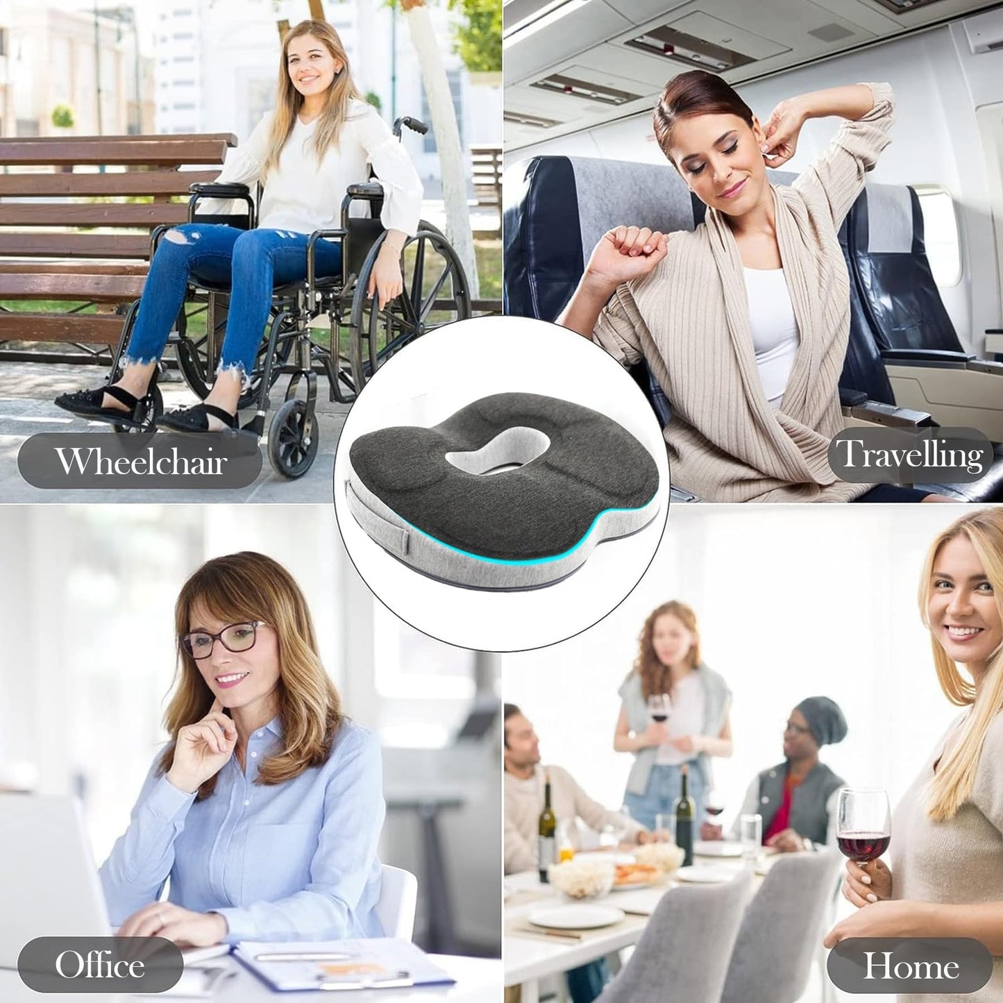 Auoketuo Anti Decubitus Seat Cushion - Donut Orthopedic Seat Cushion, Relieve Hemorrhoids, Prostate, Coccyx, Sciatica and Back Pain, Ideal for Office, Car and Wheelchair