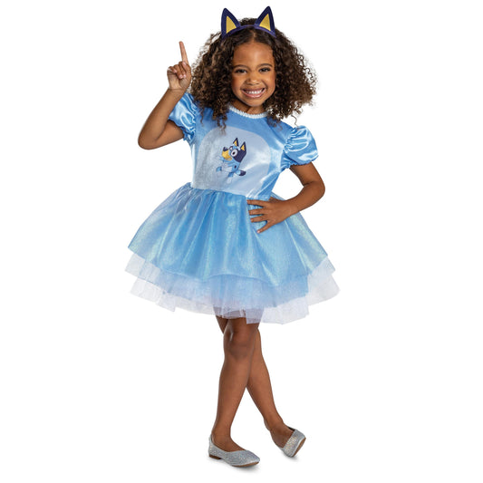 Bluey Dress Costume for Kids, Offial Bluey Classic Toddler Costume Outfit, Size (3T-4T)