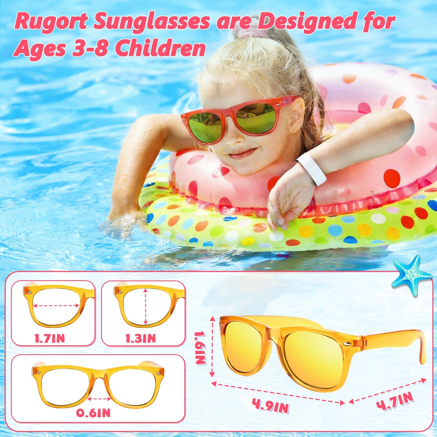 Rugort Kids Sunglasses 32 Bulk Party Favors, Toddler Boys Girls Age 3-8 Birthday Favor Summer Goodie Bags Stuffers, Neon Sunglass with UV 400 Protection for Students Valentines Easter Day Gifts