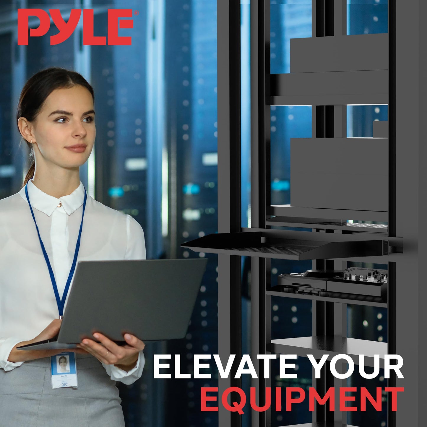 PYLE 1U 2 Pack Server Rack Shelf - 19-Inch Universal Device Server Rack Tray, Good Air Circulation, Cantilever, Wall Mount Rack, Computer Case Mounting - Weight Capacity 110lb/49kg