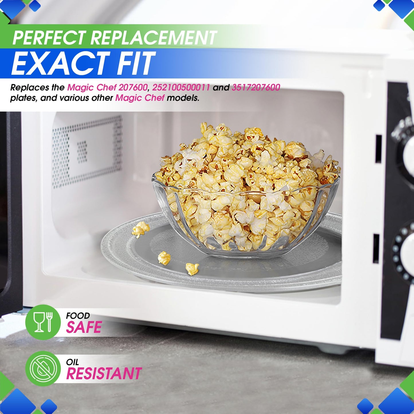 Microwave Plate Replacement 13.5” for F06015Q00AP Compatible with Panasonic Microwave Glass Plate - Oven Spinning Rotating Glass Turntable Dish Tray For Better Reheating and Cooking