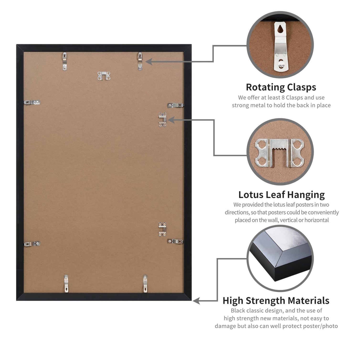 DOAI ART 13x19 Frame 2 Pack, Black 13x19 Picture Frames for Horizontal or Vertical Wall Mounting, Scratch-proof Safe and Artistic Large Photo Frame Wall Art