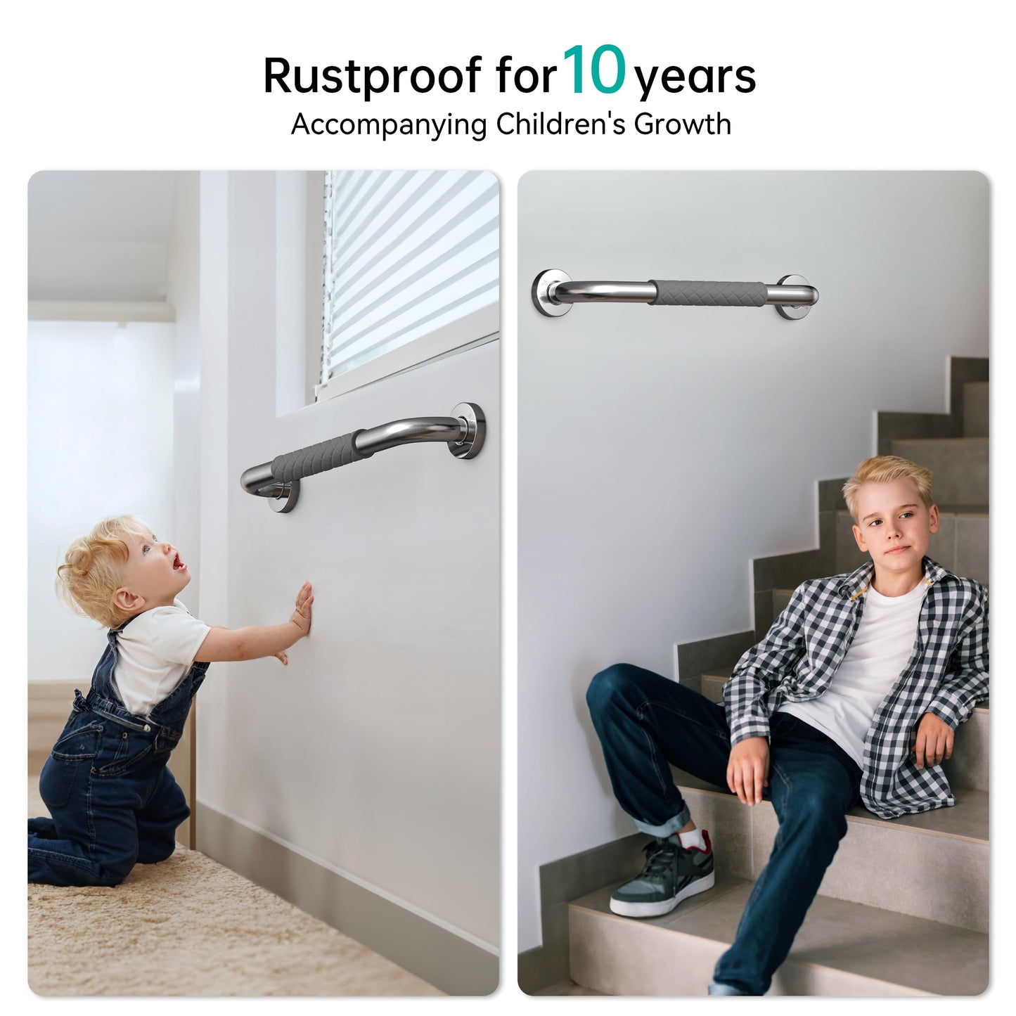 Opove 16" Grab Bars for Shower and Bathroom, Anti-Slip Shower Handles for Elderly, Seniors, Handicap & Pregnant Women, Gray (2 Pack)