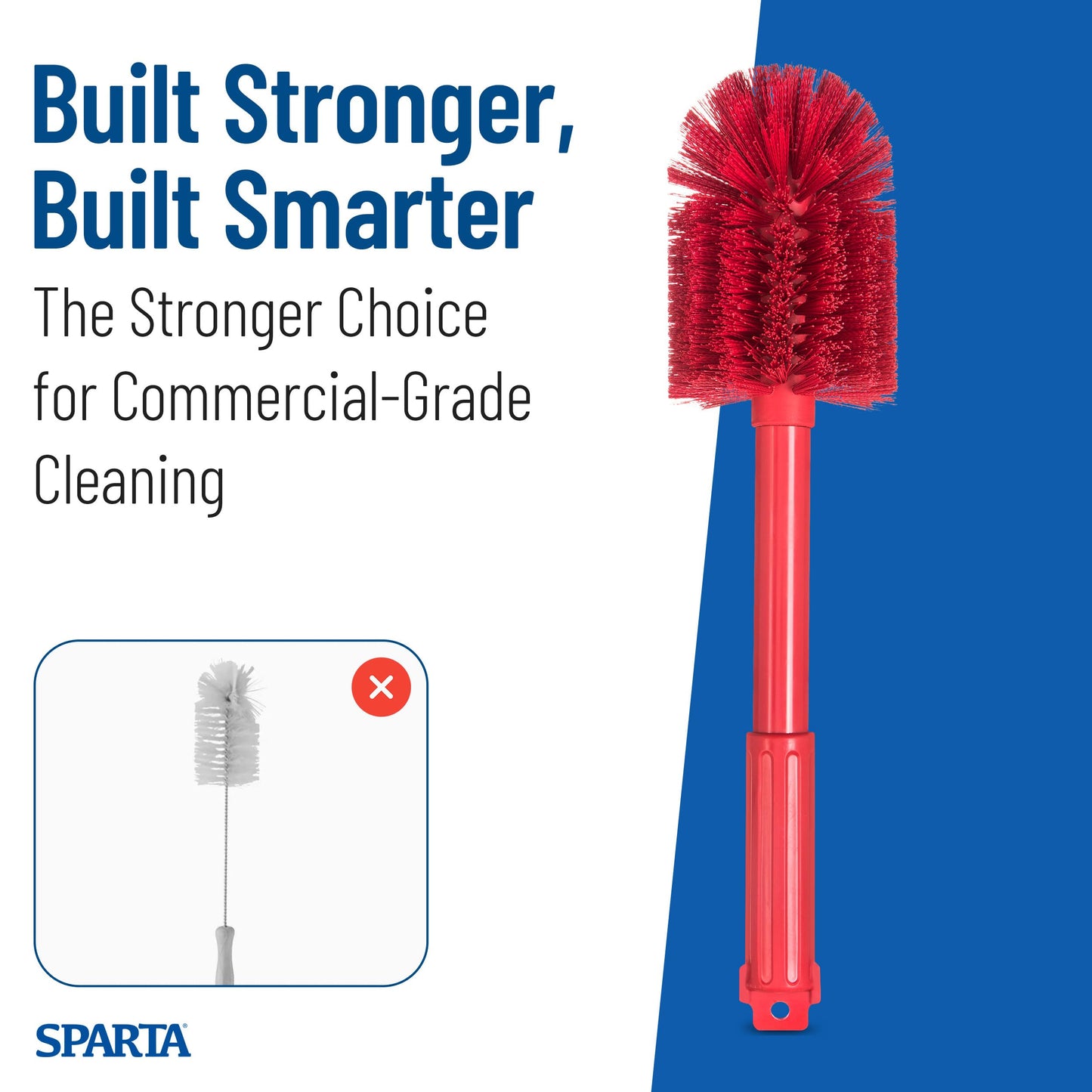 SPARTA Industrial Tank Brush Pipe Brush, Drain Brush with Handle for Commercial Kitchens, Polyester, 16 Inches, Red