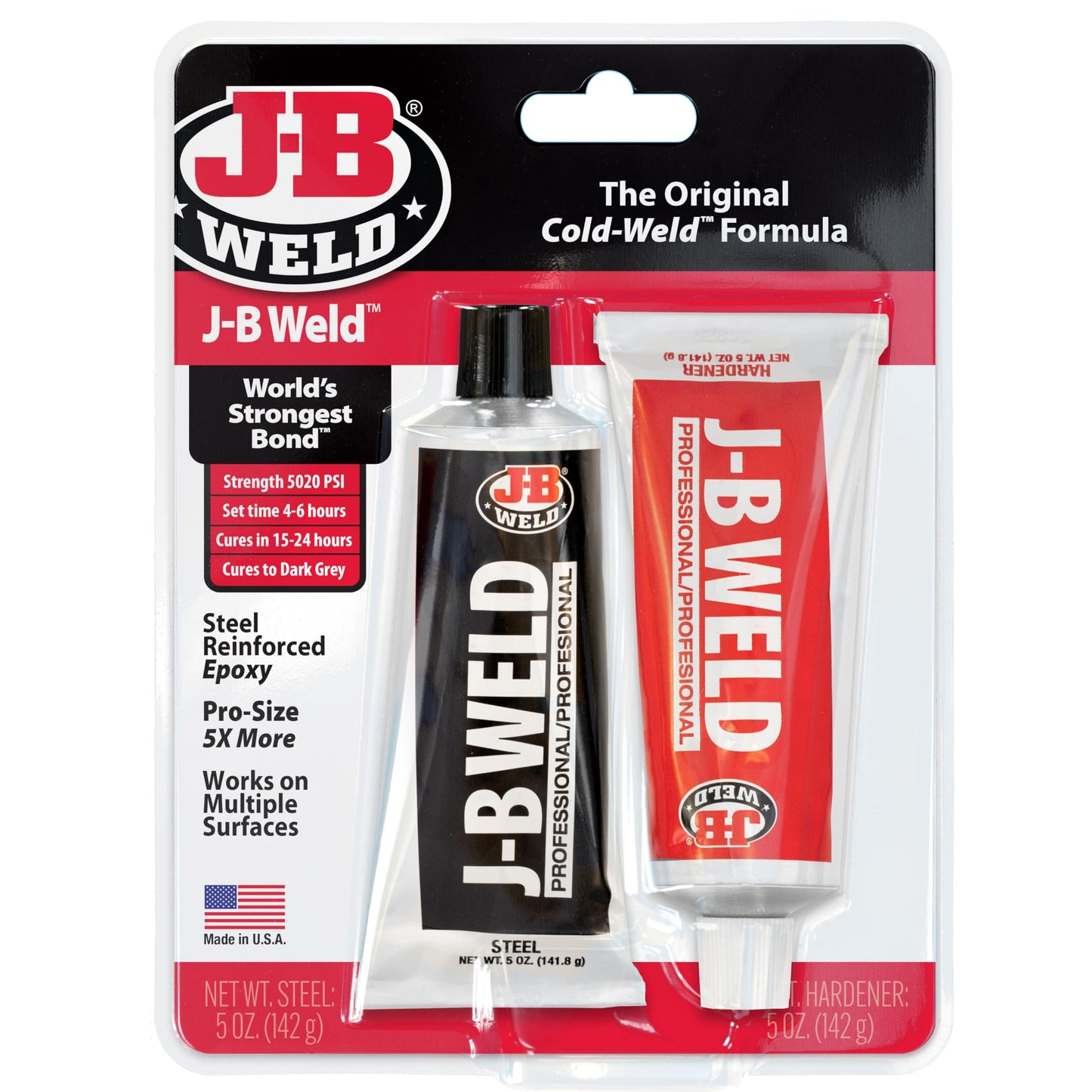 J-B Weld 8281CAN Original Steel-Reinforced Two-Part Epoxy 10 oz Total (2 x 5 oz Twin Tubes) – Pro Size Cold-Weld Adhesive for Metal and Multi-Surface Repairs