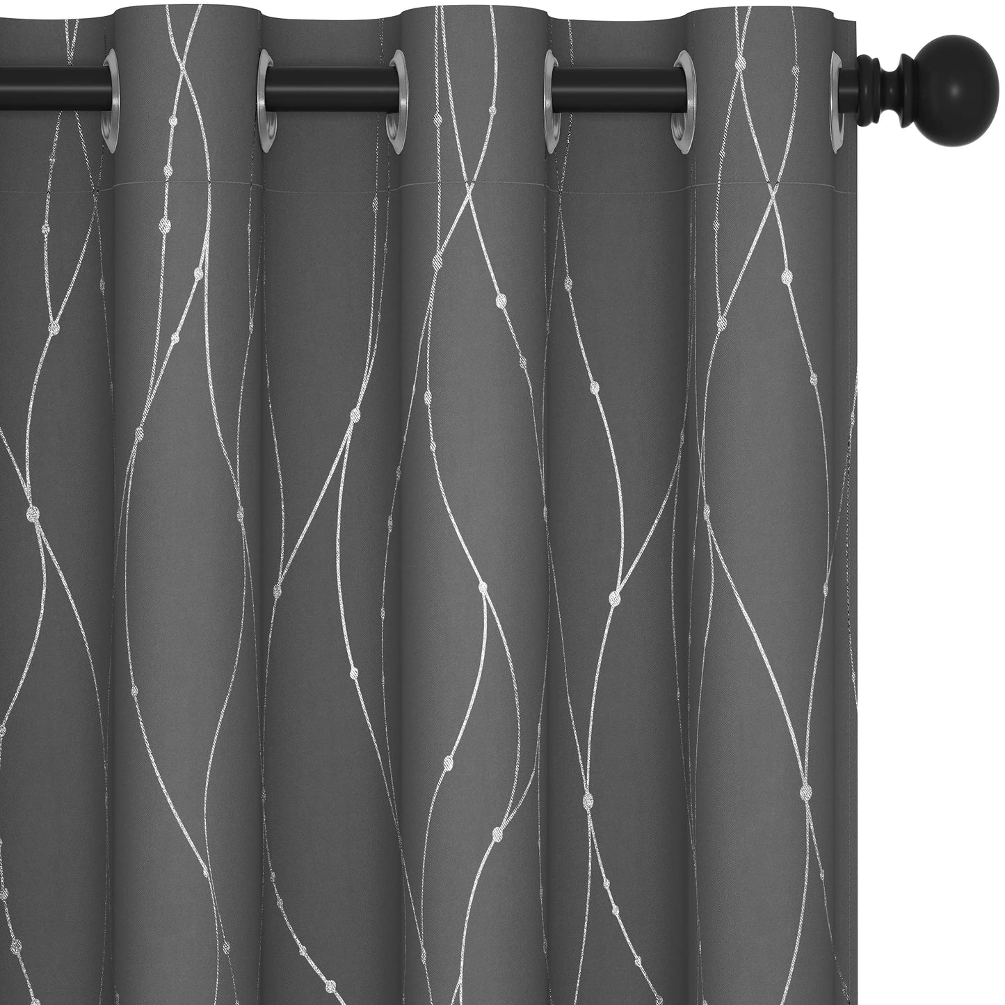 Deconovo Blackout Curtains 84 Inches Long, Thermal Insulated Energy Saving Curtains for Bedroom, Noise Reduction Curtain Drapes for Living Room (52W x 84L Inch, Grey, 2 Panels)
