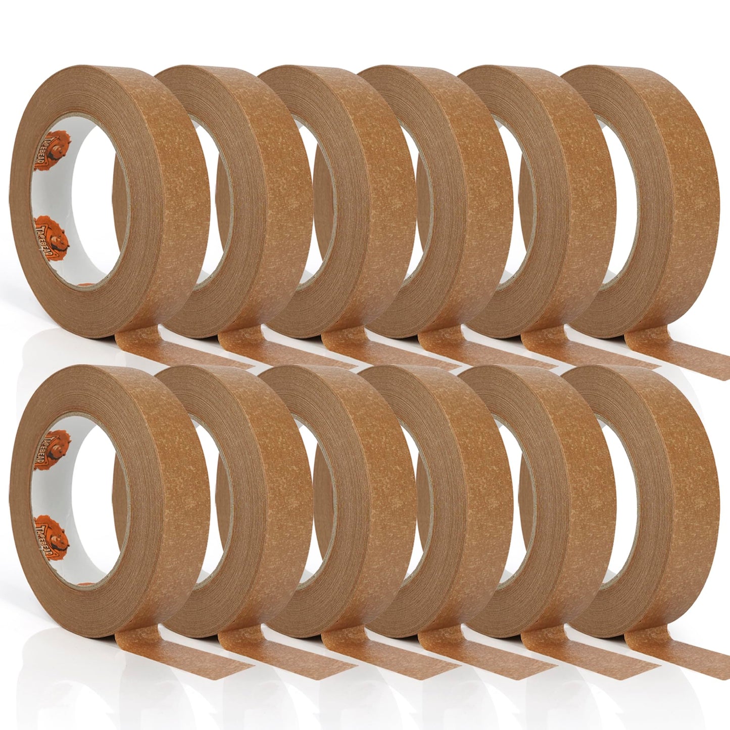 TAPEBEAR Narrow Kraft Paper Tape 12Rolls 1" x 164FT, Eco-Friendly Brown Packing Tape Recyclable for Photo Framing, Gift Wrapping, Labeling, Packaging, Shipping, Sealing, Moving