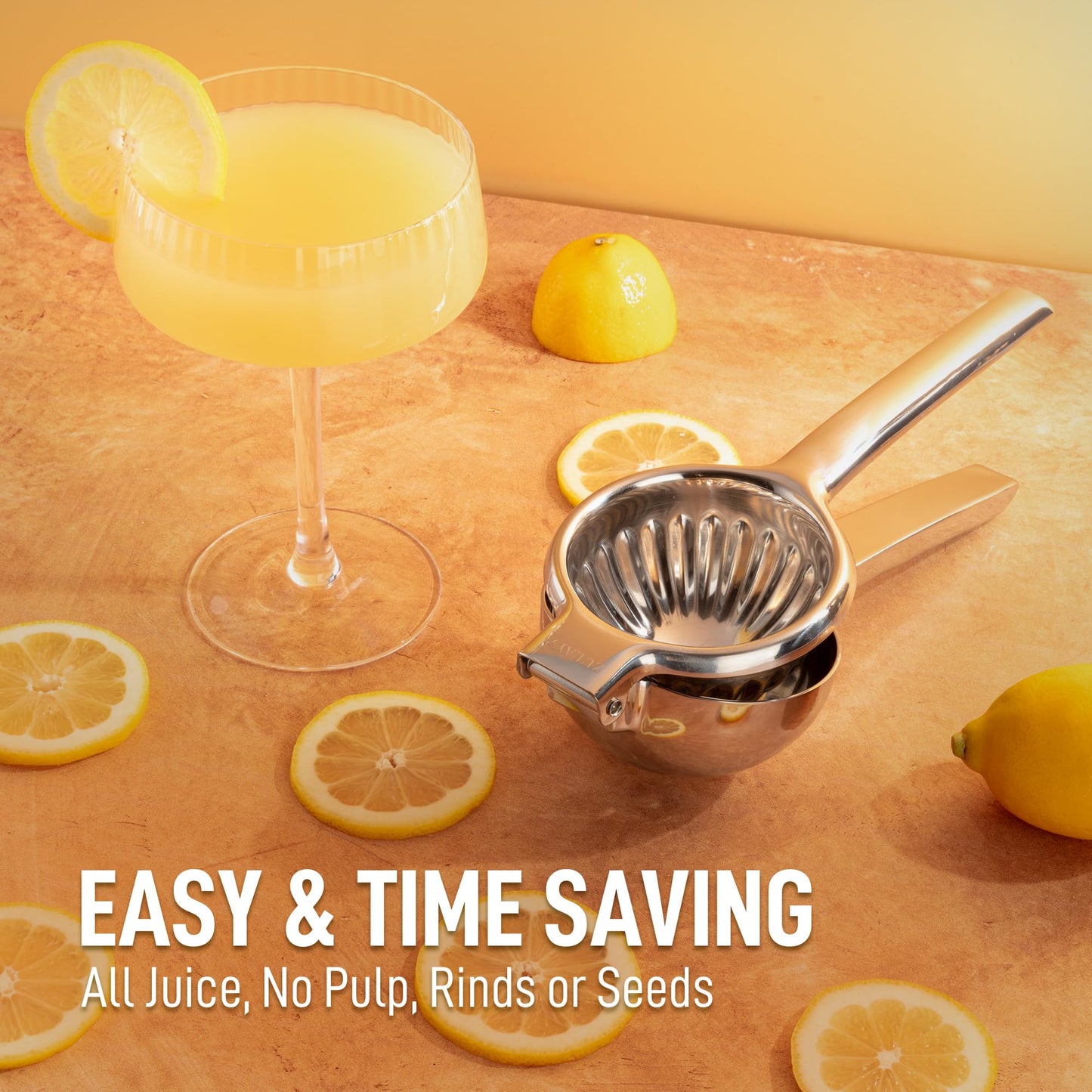 Zulay Extra Large Lemon Squeezer Stainless Steel - Easy Squeeze Manual Heavy Duty Lemon Juicer Hand Press - Ergonomic Citrus Squeezer & Fruit Juicer for Oranges, Lemons, & Limes