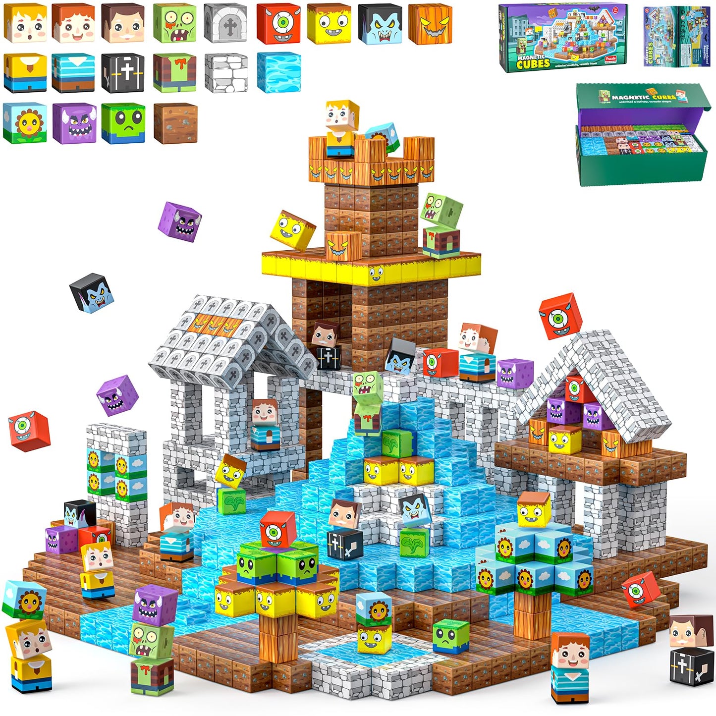 Upgraded Magnetic Blocks, 150Pcs Magnetic Building Blocks for Kids, 1 Inch Stacking Mine Block, Montessori Sensory Constructions Toys for Boys Girls Age 3 4 5 6 7 8 9 10 Christmas Birthday Gifts