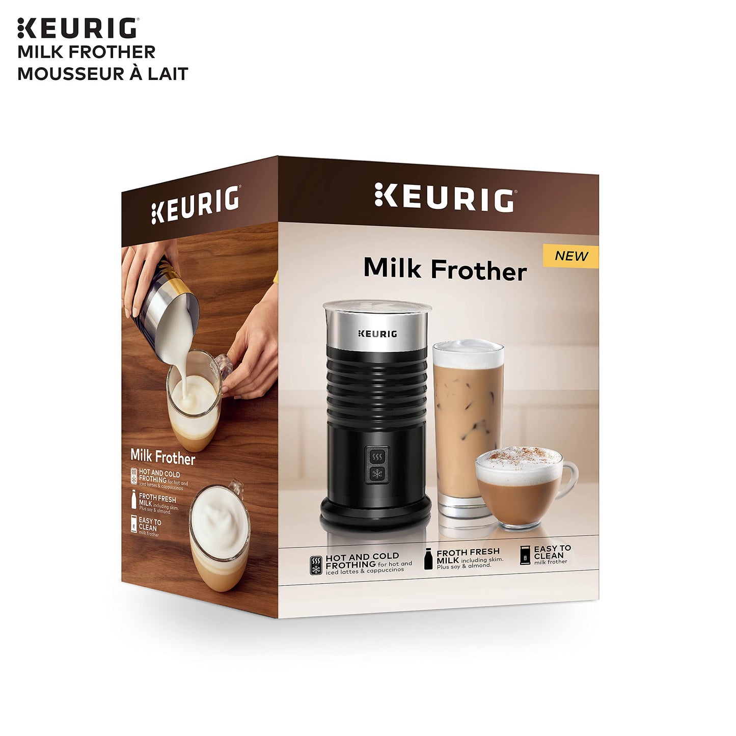 Keurig Milk Frother For Lattes And Cappuccinos, Features Hot And Cold Function, Black