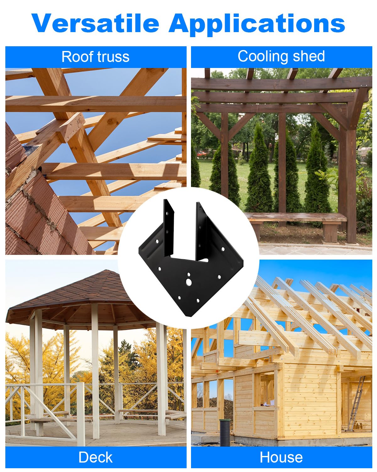 AOKLIT Hurricane Ties for Rafter, 24Pcs Hurricane Clips, Thickness 2.2mm(13 Gauge) Joist Hangers, Roof Brackets Fit 2X Truss to Rafter Connector for Roofing Trusses Wood Timber Connector