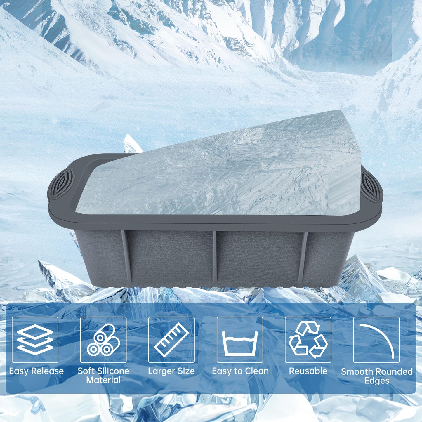 Extra Large Ice Block Molds - 6 Pcs for Ice Bath or Coolers, Big Silicone Cube Molds for Cold Plunge Tub Chiller, Reusable Tray for Storing and Freezing, Easy Release