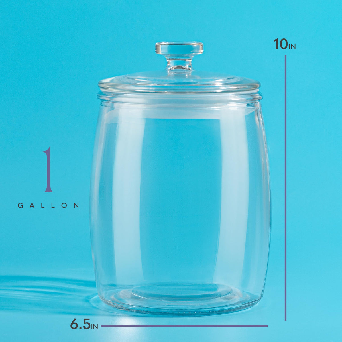 kitchentoolz 1 Gallon Glass Cookie Jar with Lid – Set of 2 Large Glass Jars with Lids for Cookies, Candy, Flour, Sugar, Pet Treats – Clear Glass Canisters for Food Storage - Pack of 2
