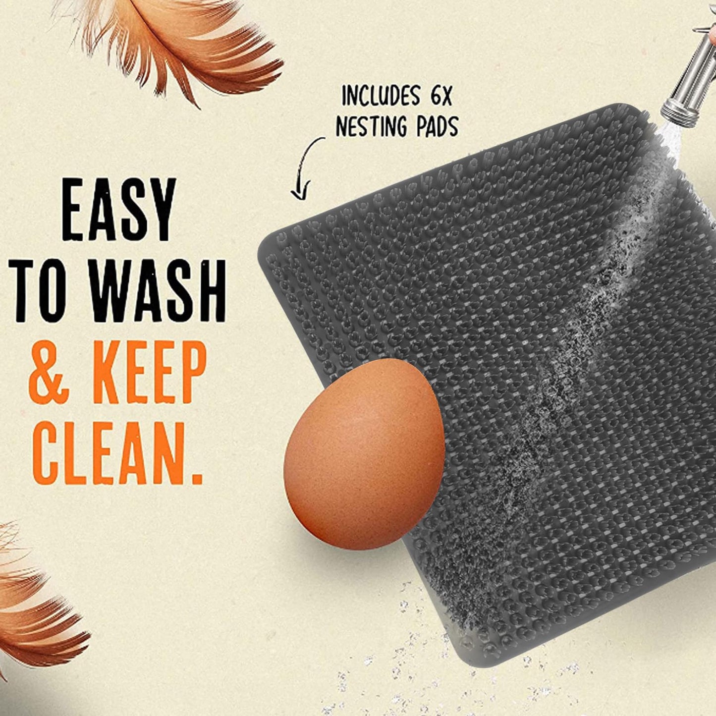 6 Pcs Chicken Nesting Box Pads, Washable Nesting Box Liners, Easy to PE Nesting Pads for Coop Chicken Egg Laying Accessory, 13.8x12.2in (Gray)