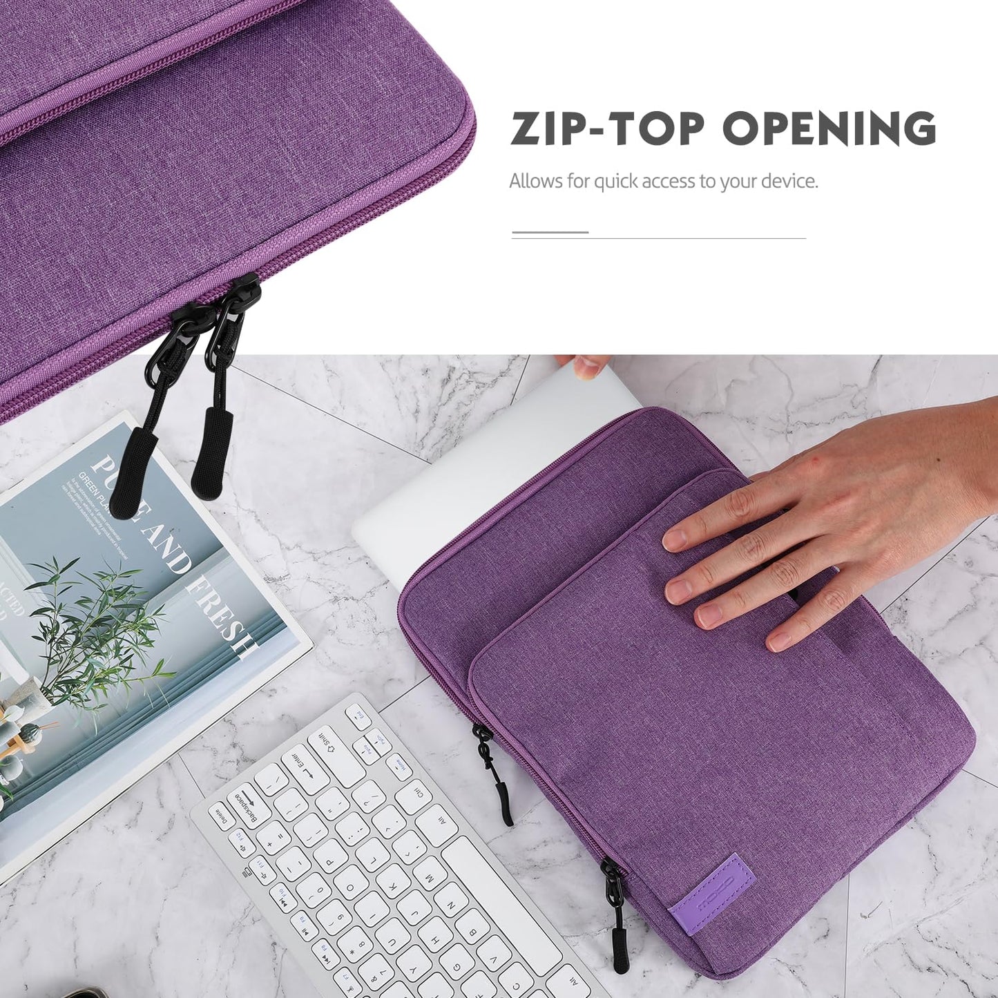 MoKo Laptop Sleeve Bag for 13.3-14 Inch, Notebook Carrying Case with Pocket Fits MacBook Pro M2 14" /13" M2/M1 Pro/M1 Max 14.2 2023-2021/Air 13.6" M3/M2 2024/2022, Surface Pro 9/8 13", Purple