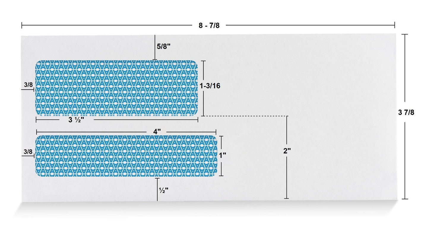 500#9 Double Window SELF Seal Security Envelopes - for Invoices, Statements & Documents, Security Tinted - Size 3-7/8 x 8-7/8-24 LB - 500 Count (30139)