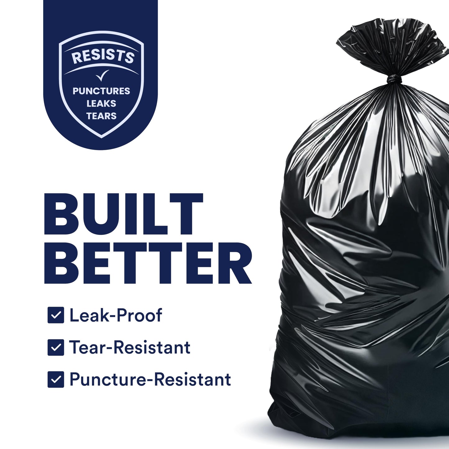 Plasticplace 55-60 Gallon Trash Bags │ 2.0 Mil │ Black Heavy Duty Garbage Can Liners │ 36” x 58”,50 Count, Black (Pack of 1)