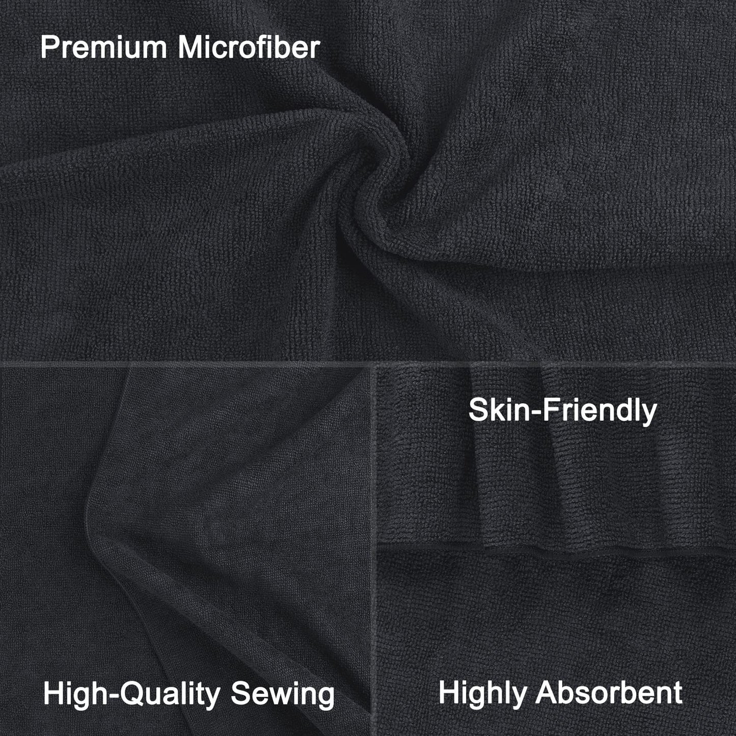 Orighty Black Salon Towel, Pack of 24(Not Bleach Proof, 16 x 27 Inches) Super Soft and Absorbent Microfiber Hair Salon Towels for Salon, Hand, Gym, Bath, Spa and Home Hair Care