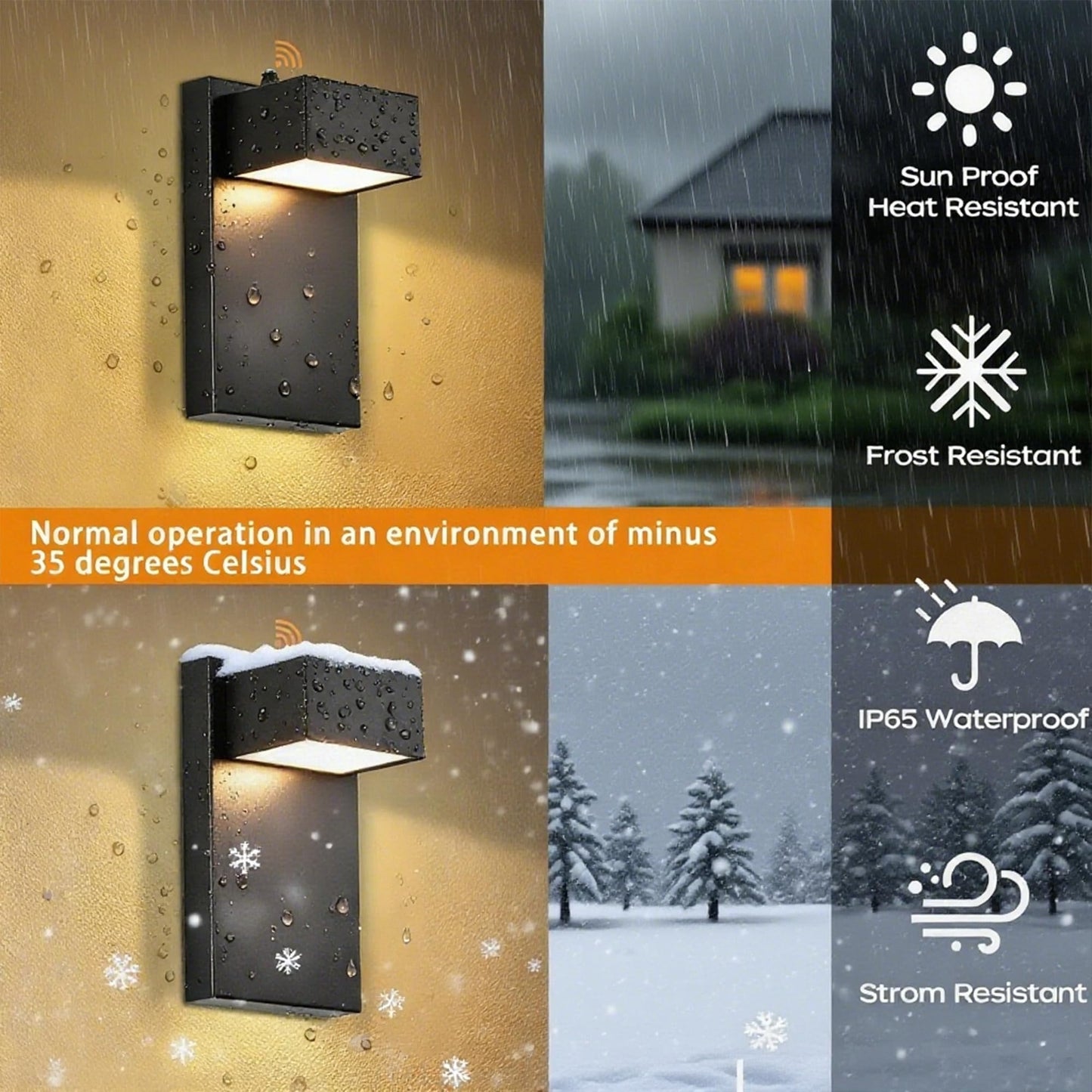 2-Pack Dusk to Dawn Outdoor Wall Lights, LED Exterior Wall Sconces 3000K Warm White, Weatherproof Modern Outdoor Light Fixtures Wall Mount for Porch, Patio, Garage, Entryway