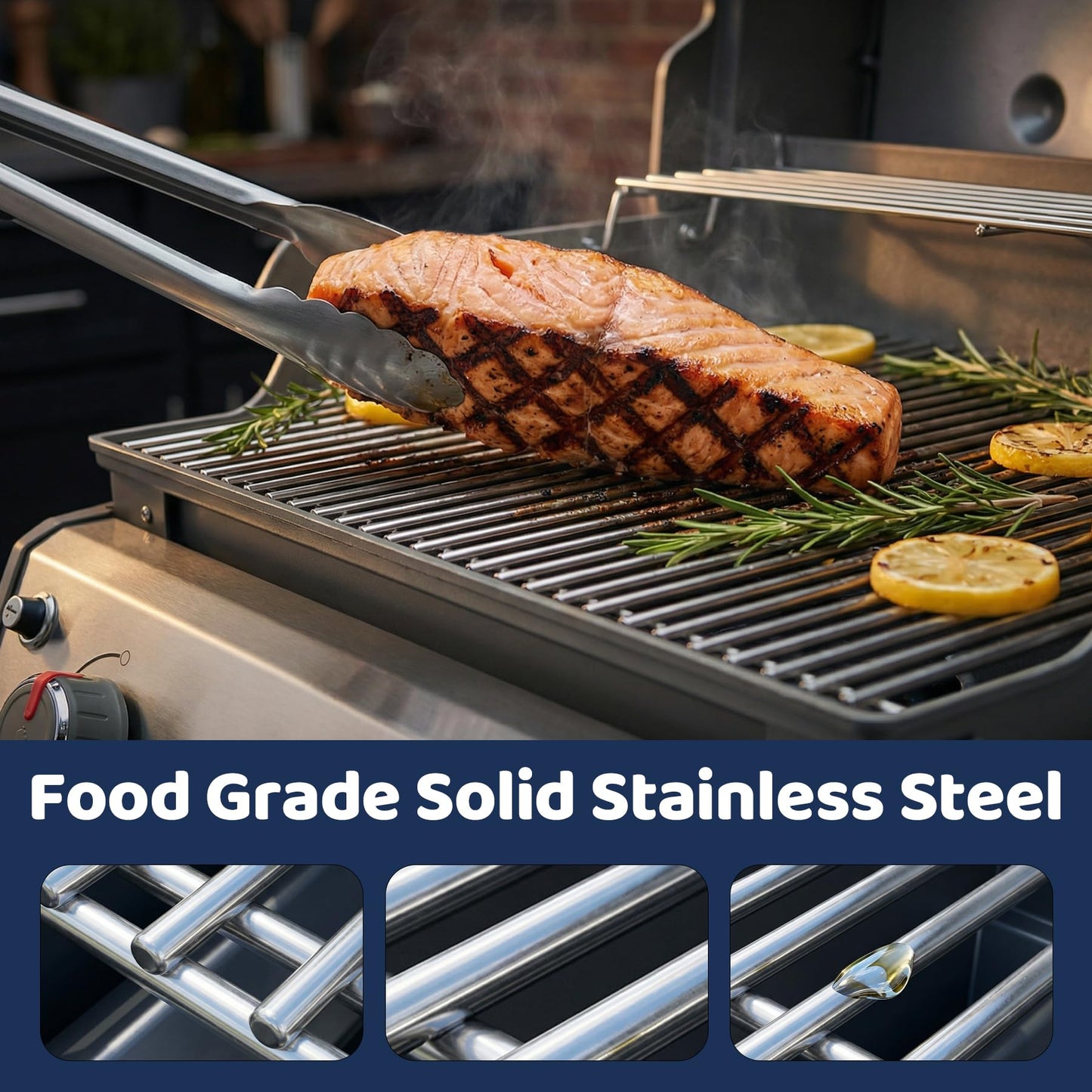 7637 Grill Grates for Weber Spirit I & II 200, Spirit E210 E220 S210 S220 Gas Grills with Front Control,7mm Premium Solid Food Grade 304 Stainless Steel Cooking Grates for Weber 46010074 Gas Grills