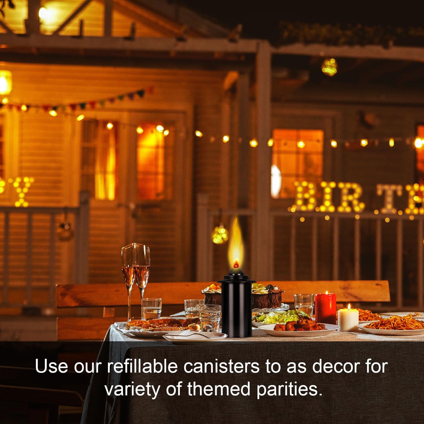 Lunluarai 16oz Torch Replacement Canisters, Bamboo Lantern Refillable Torches, Decorative Torch Canister Replacement for Yard, Patio, Deck, Garden, Party, Landscap (16OZ-4PCS)