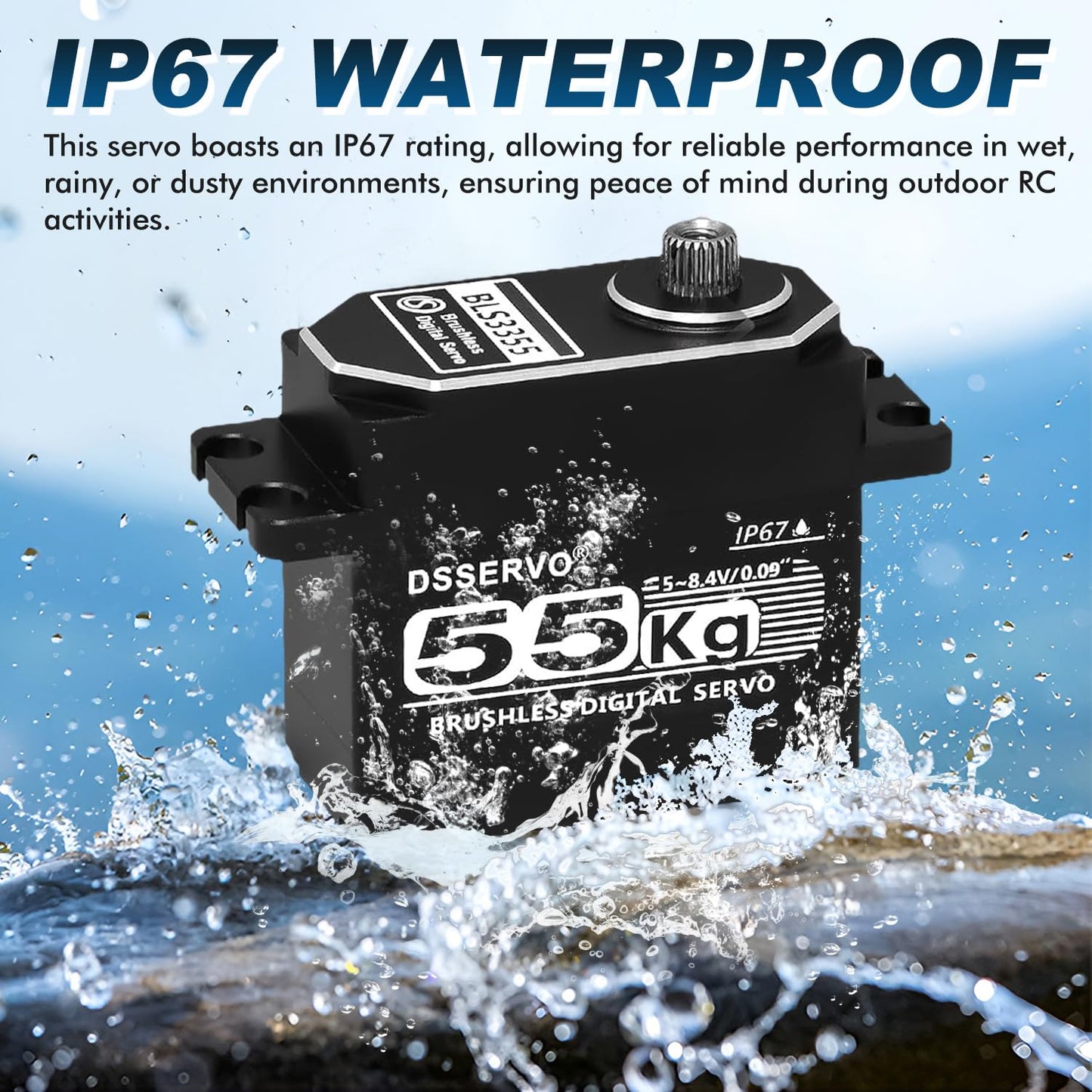 Brushless Servo 55KG Servo Full Metal High Torque Servo Digital RC Servo Motor for TRX4 TRX6 SCX10 III VS4-10 GEN7 1/10 RC Crawler Car Upgrade Parts High Torque Waterproof 180°