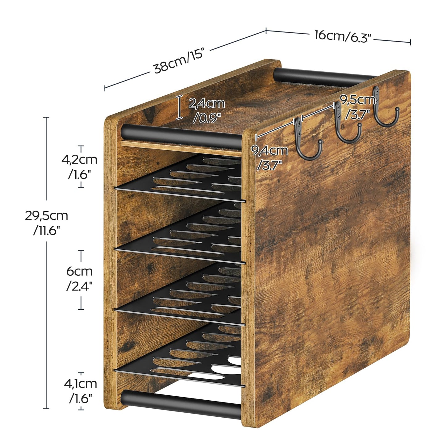 YATINEY Coffee Pod Drawer Holder, 72 Pods Large Capacity, 4 Tier Holder for Vertuo, Coffee Pod Organizer for Countertop, Storage Rack for Nespresso Vertuo Pods, Space Saving, Rustic Brown KH06BR