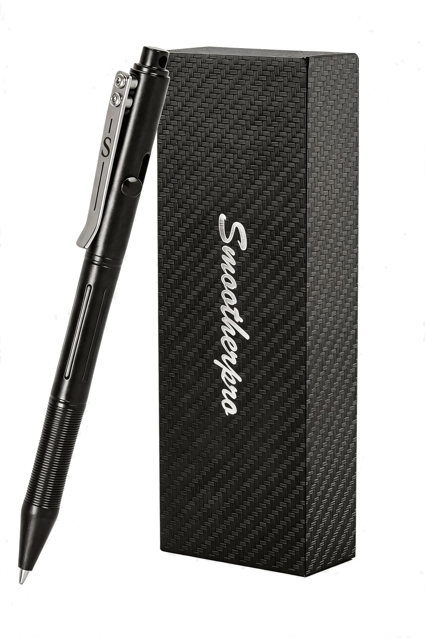 SMOOTHERPRO Stainless Steel Bolt Action Pen Compatible with Pilot G2 Refill Pocket Clip Heavy Weight for Tremor Parkinson Arthritic Hands Retro Black(RG338)