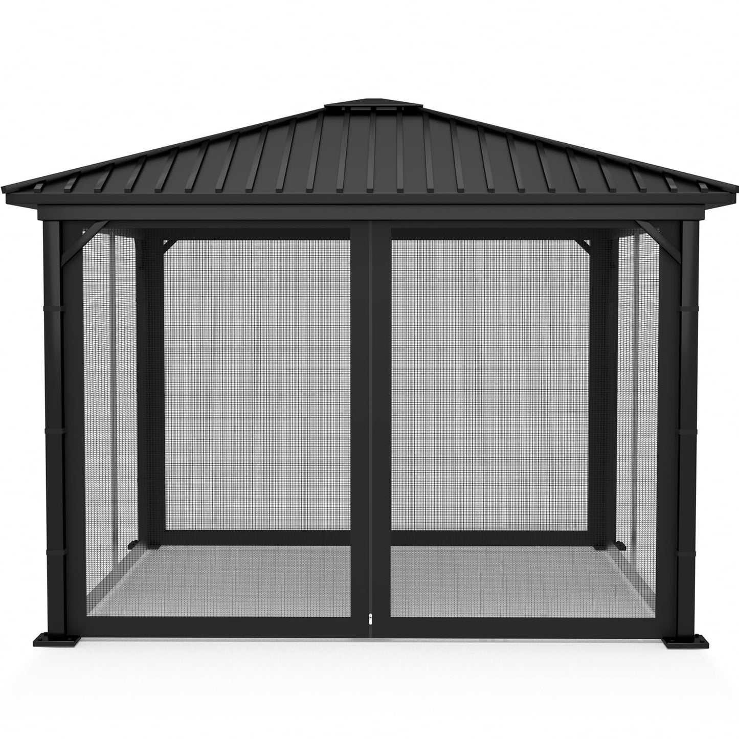 Mosquito Net Screen Walls for Outdoor Gazebo Canopy, 4-Panel with Zipper, Patio Tent Netting (Black, 10 * 10 FT)