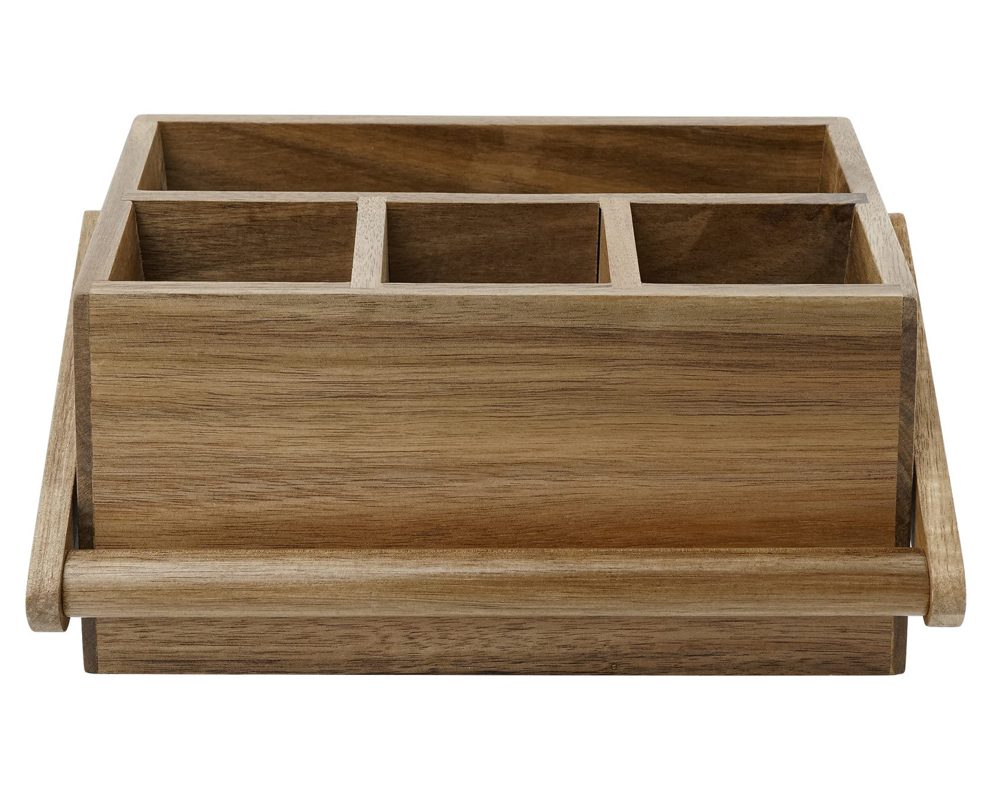 VaeFae Acacia Cutlery Caddy with Handle, Wooden Utensil Holder, Mulip-pose Organizer for Kitchen, Office, Bathroom, Bedroom