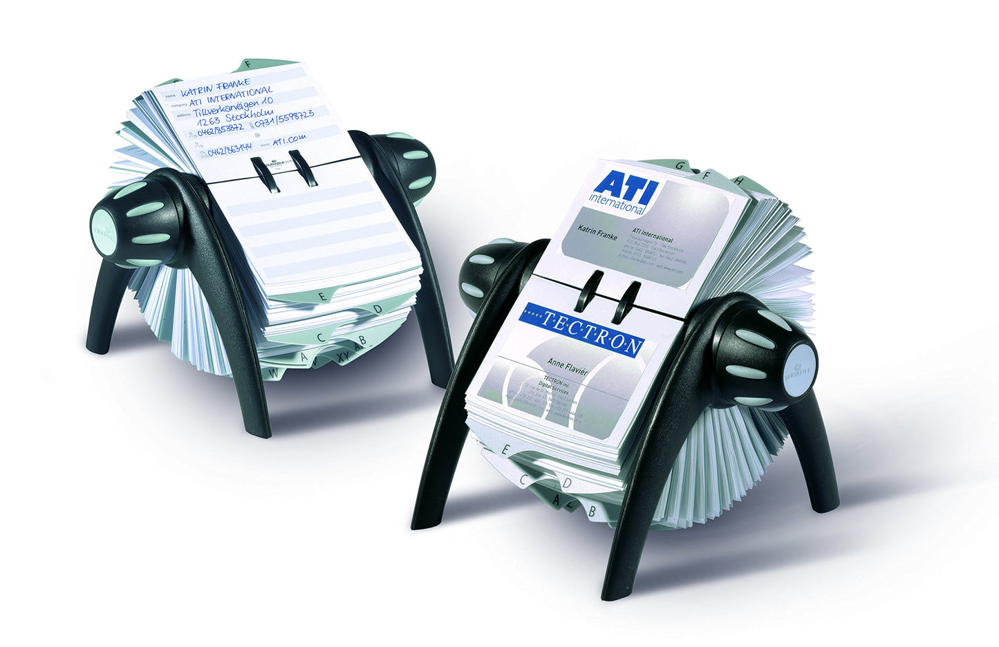 Durable Telindex Rotary Address Card Holder - Includes 500 Double-Sided Card Pockets - Includes A-Z Index - Made from Black Plastic