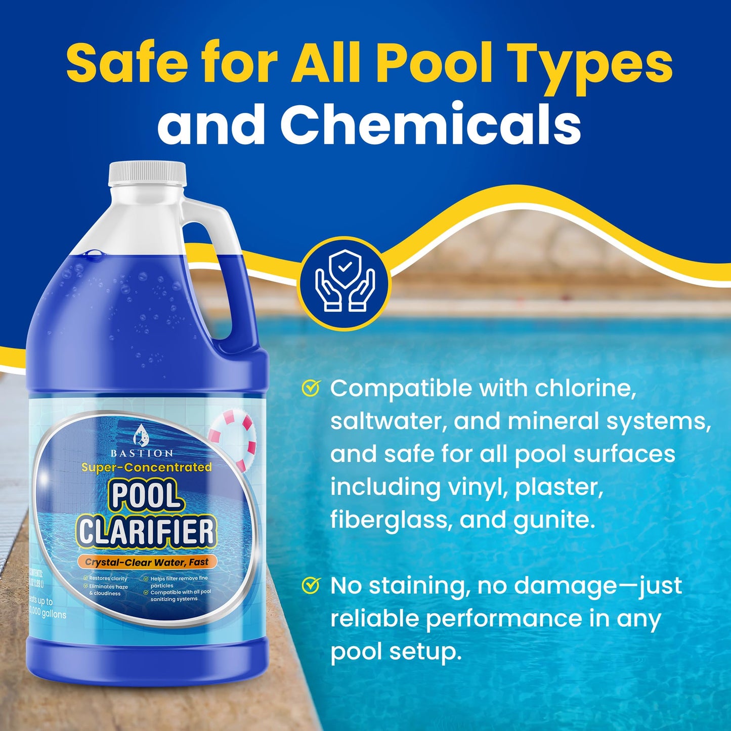 Pool Clarifier & Water Flocculant – Super Concentrated Blue Floc for Cloudy Above Ground & Inground Swimming Pools – 64 oz – Chlorine, Saltwater, Chemicals Compatible – 1 oz Treats 5,000 Gallons
