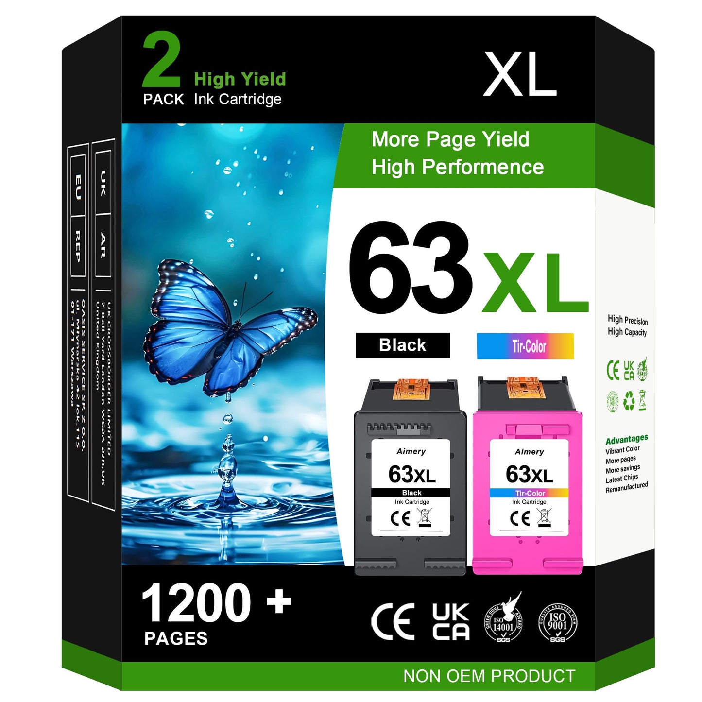 63XL Ink Cartridge Black and Colour for HP 63 Ink Cartridges 63 XL Work with HP Envy 4520 4522, Officejet 3830 3833 3836 4650 5255, DeskJet 3632 3630 Series Printer, 2 Pack