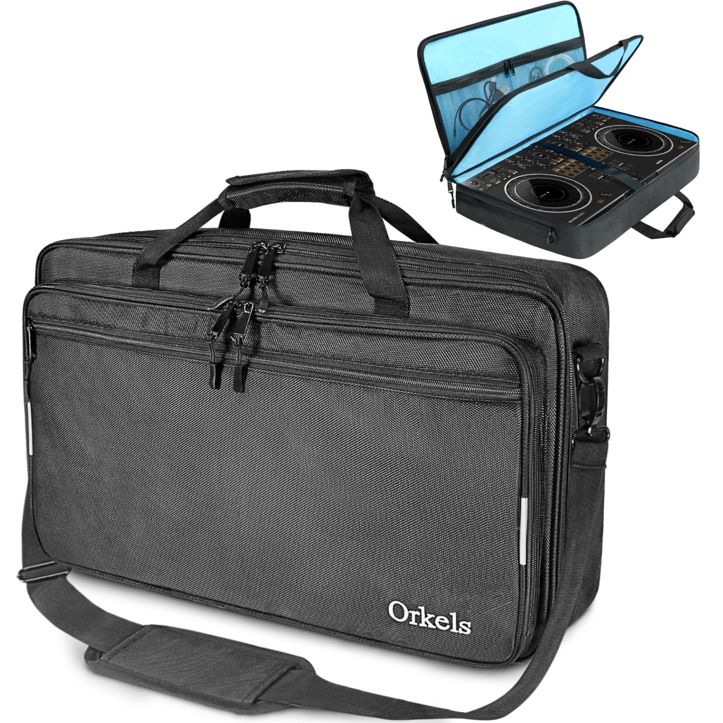 ORKELS DJ Controller Bag Case Compatible with DDJ-REV1/DDJ-SR2/DDJ-SR/OMNIS-DUO/Mixtrack Platinum FX DJ Controller, M-23.6''Wx15.4''Dx4.7''H