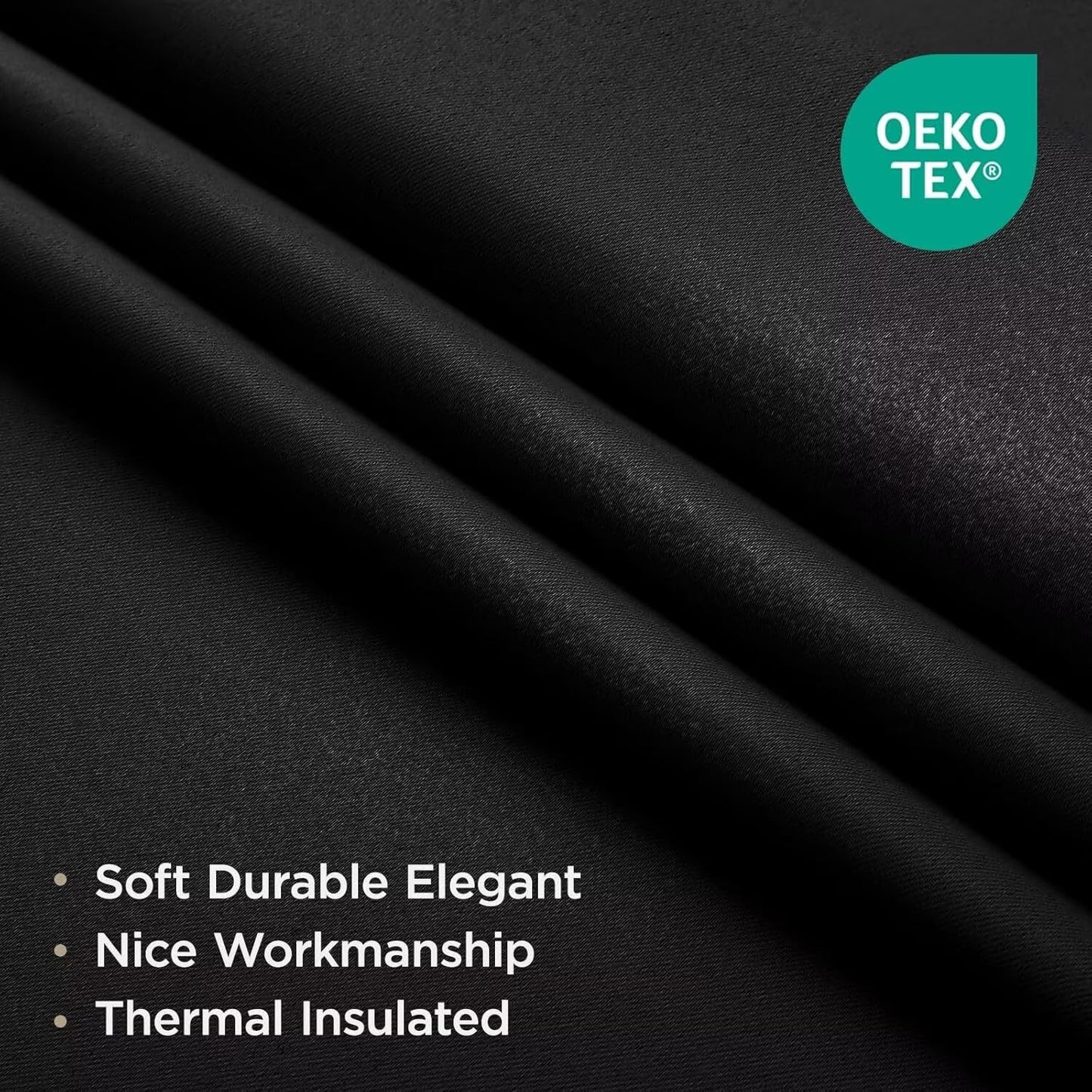 Joydeco Blackout Curtains 2 Panels, Black Out Curtains 84 Inches Long, Room Darkening Grommet Drapes for Bedroom Living Room Windows (W52 x L84 Inch, Black)